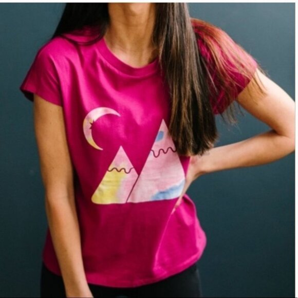 ZYIA Tops - Zyia Active Pink Mountains and Moon Shirt Size Large